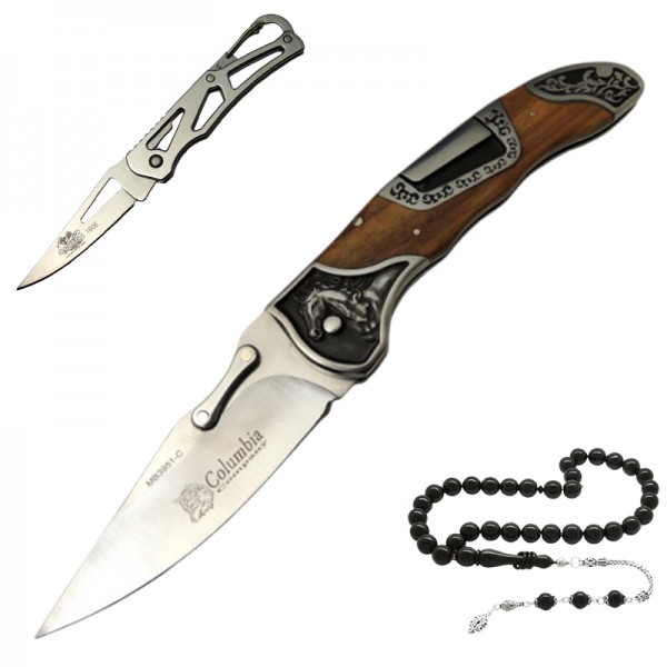 21 Cm Columbia MB3951-C Kabartma Desen Manuel Cep Çakısı 